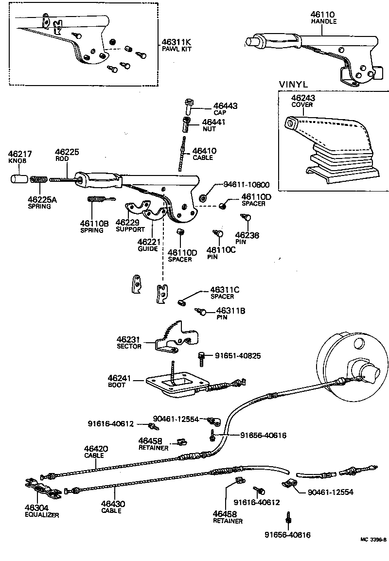 46243-14010 COVER, PARKING BRAKE LEVER product image