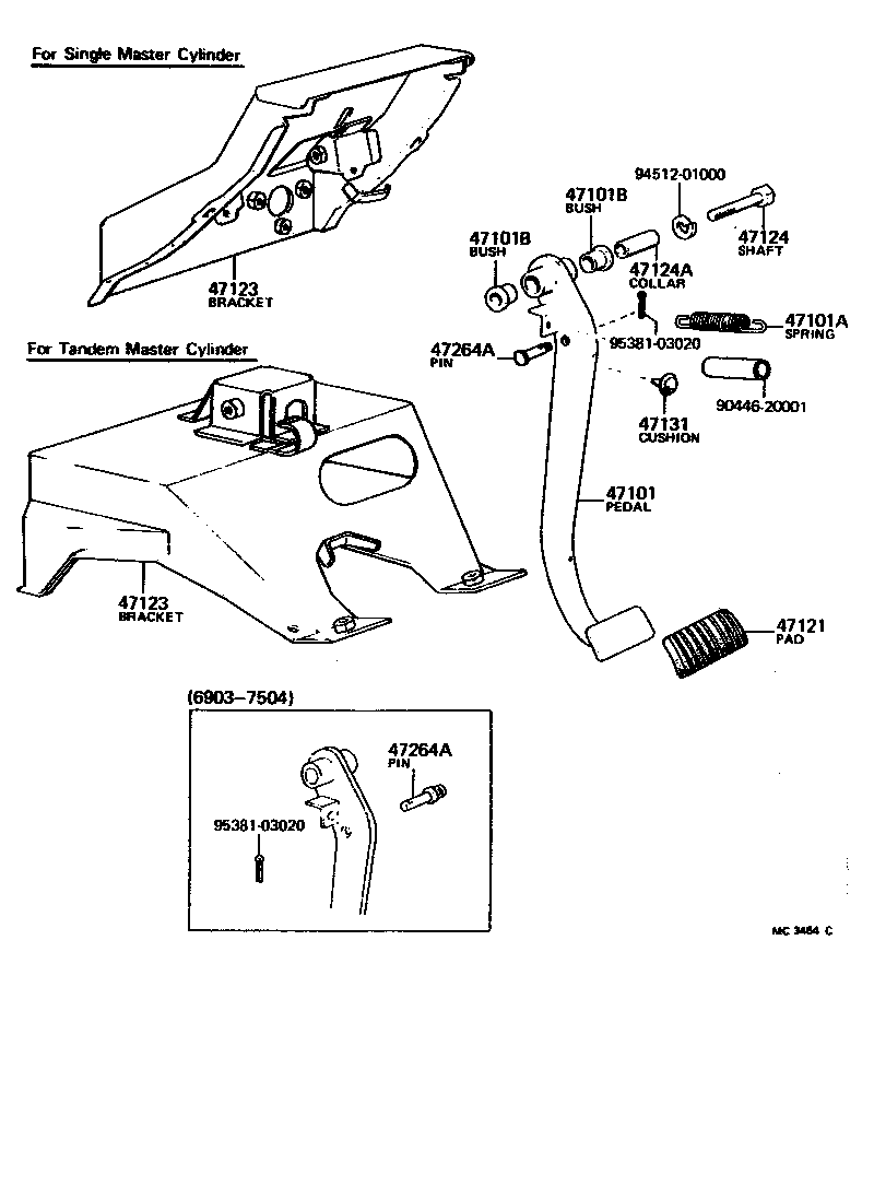 Toyota 47101-60030 PEDAL SUB-ASSY, BRAKE