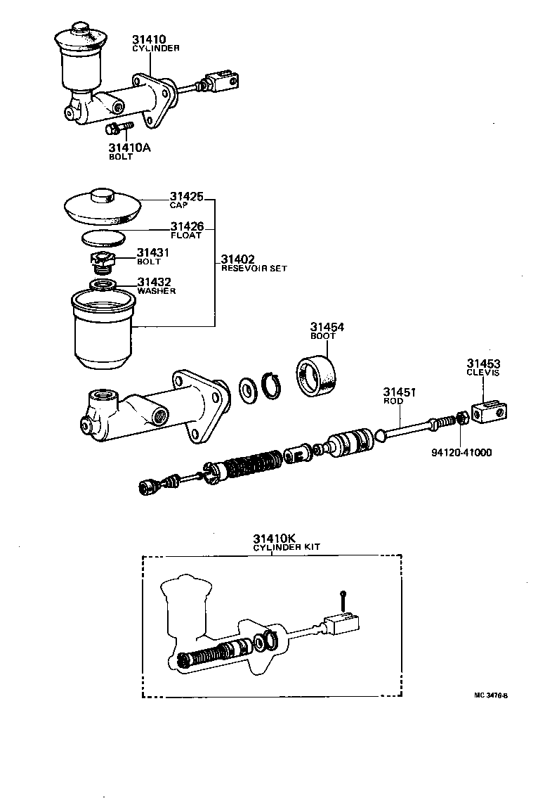 31425-30020 CAP, CLUTCH MASTER CYLINDER RESERVOIR FILLER product image