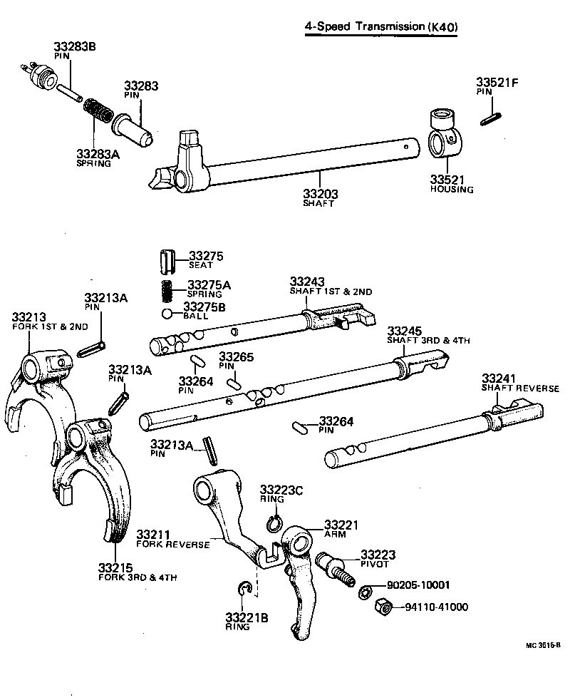 33203-10030 SHAFT SUB-ASSY, SHIFT LEVER, NO.1 product image