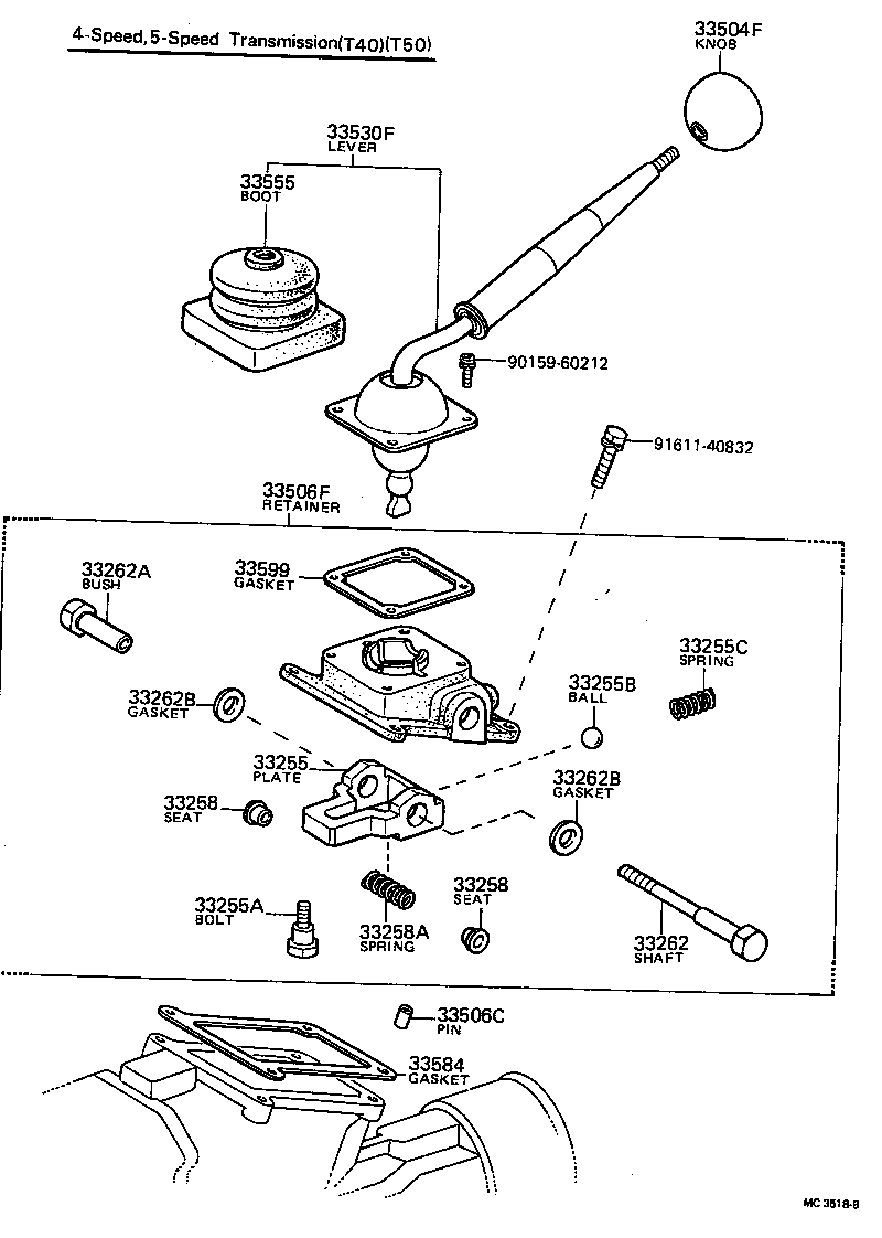 33503-14041 LEVER ASSY, SHIFT (FOR FLOOR SHIFT) product image