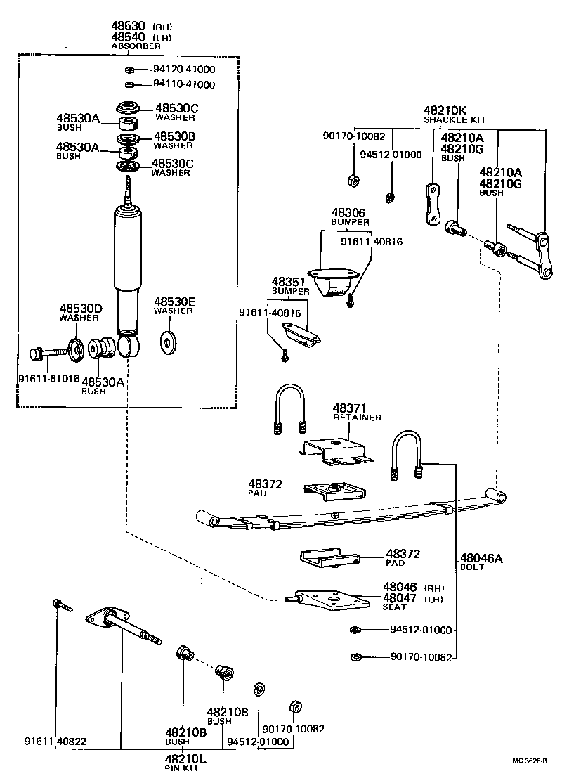 48247-12290 BOLT, REAR SPRING, CENTER product image