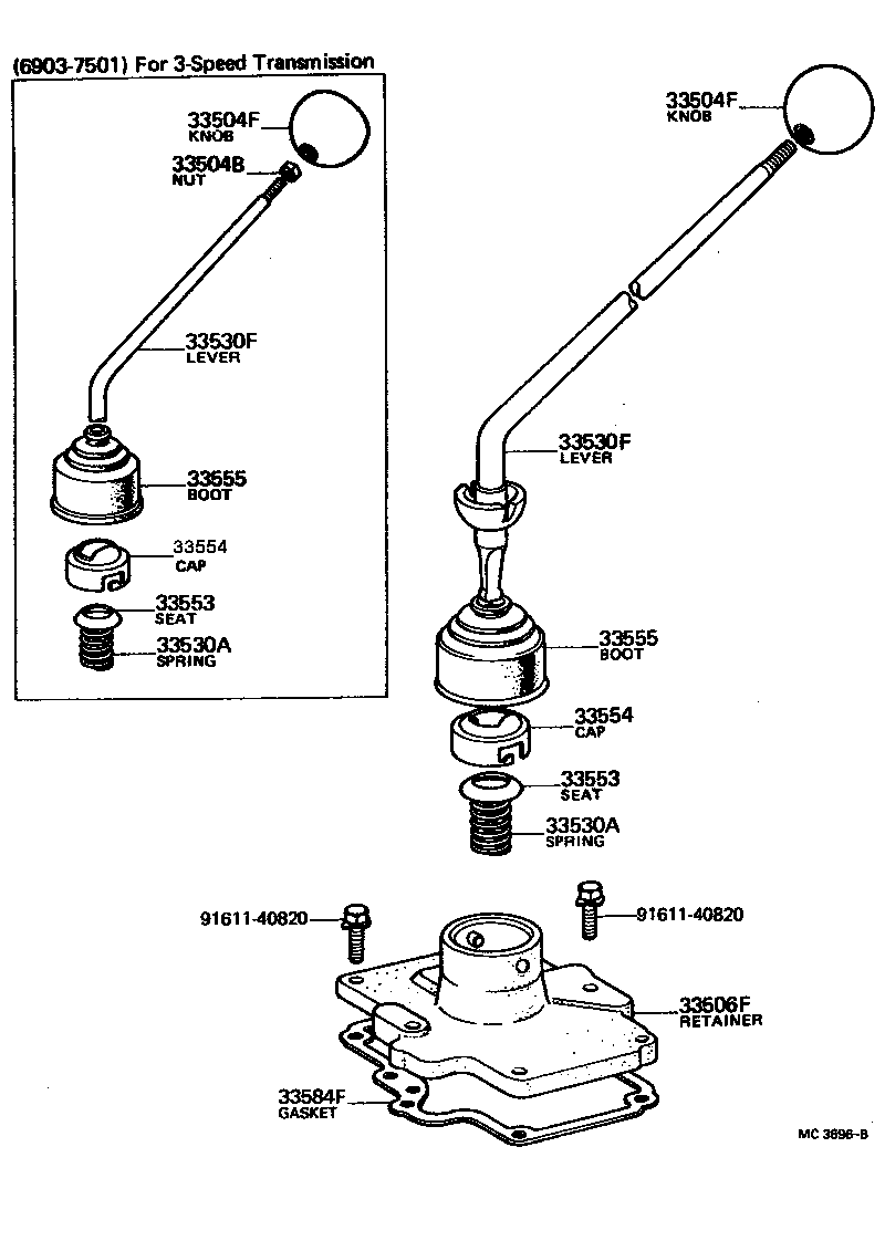 Toyota 33541-60030 LEVER ASSY, SHIFT (FOR FLOOR SHIFT)