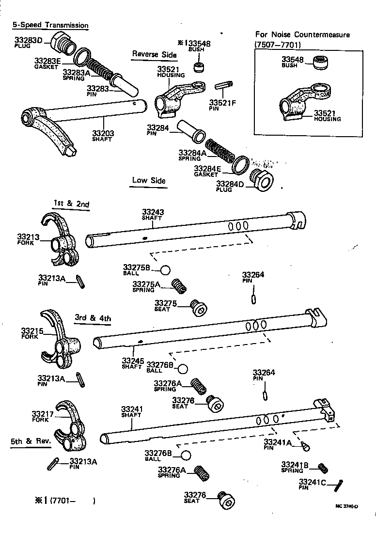 Toyota 33243-31010 SHAFT, 3RD & 4TH SHIFT FORK