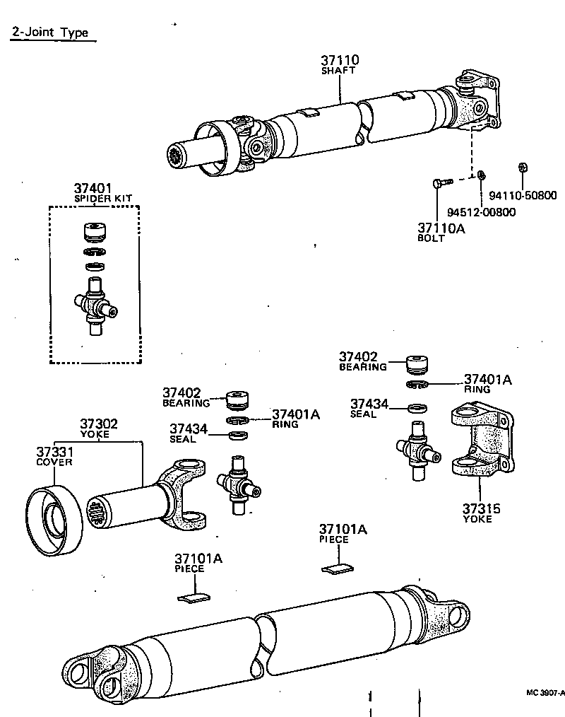37302-25010 YOKE SUB-ASSY, UNIVERSAL JOINT SLEEVE product image