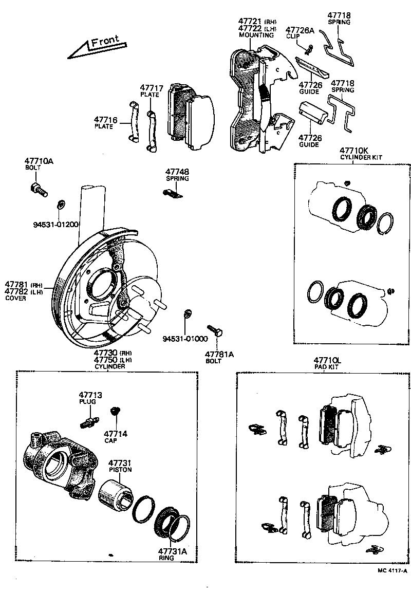 04479-12030 CYLINDER KIT, DISC BRAKE, FRONT product image