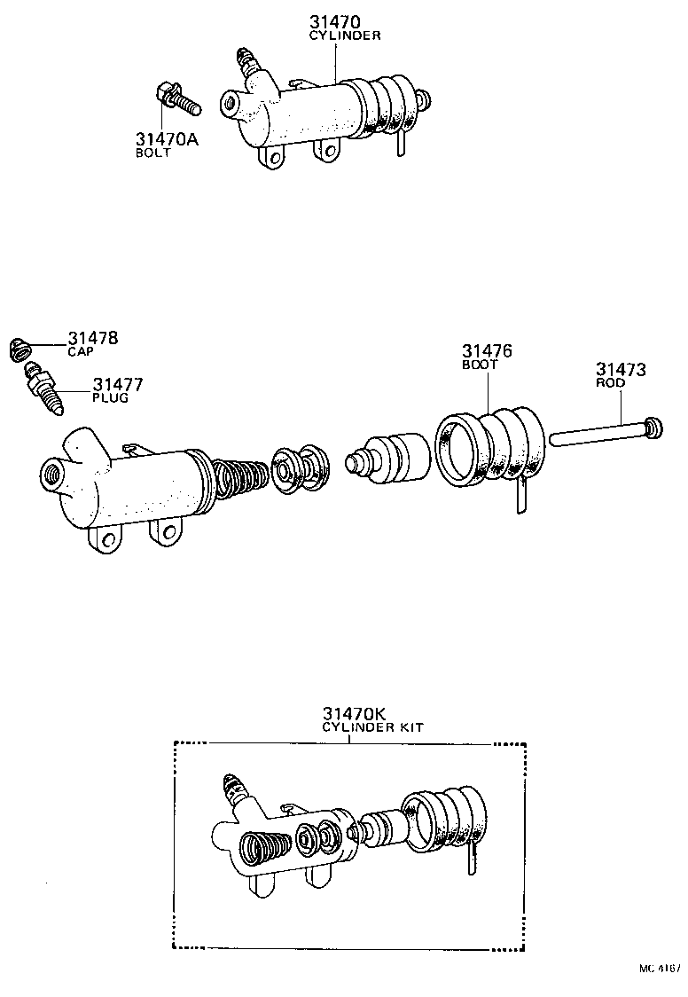 31470-30120 CYLINDER ASSY, CLUTCH RELEASE product image