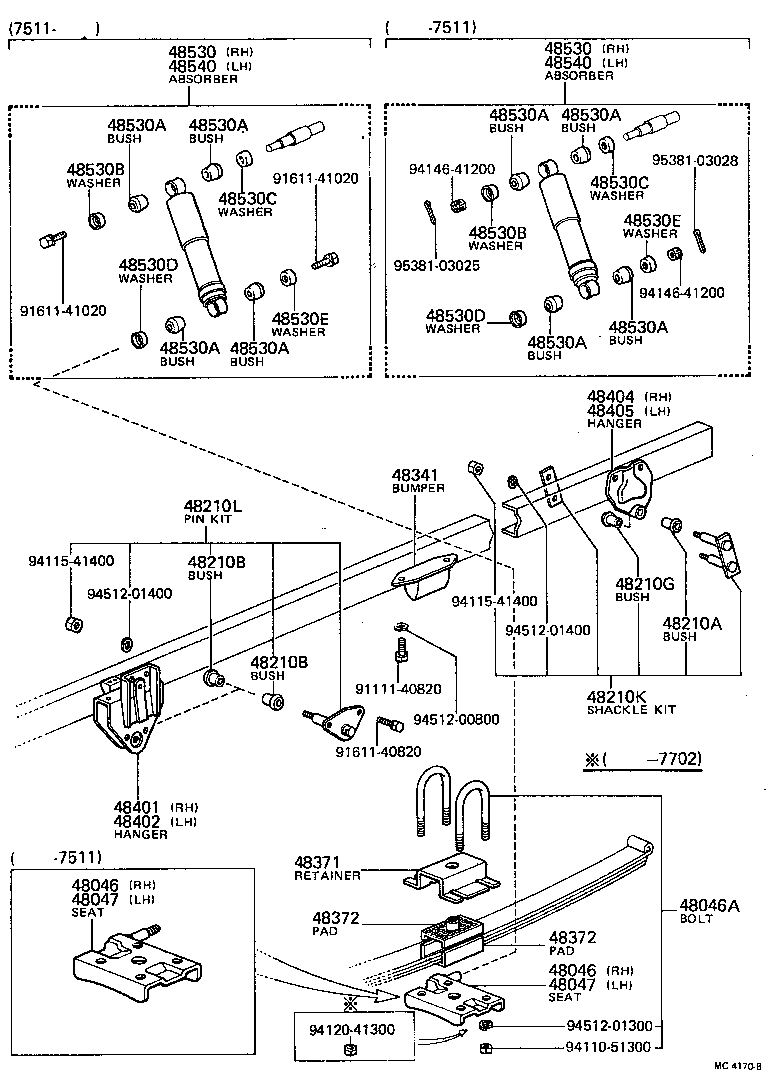 48047-26023 SEAT SUB-ASSY, SPRING U BOLT, LH product image