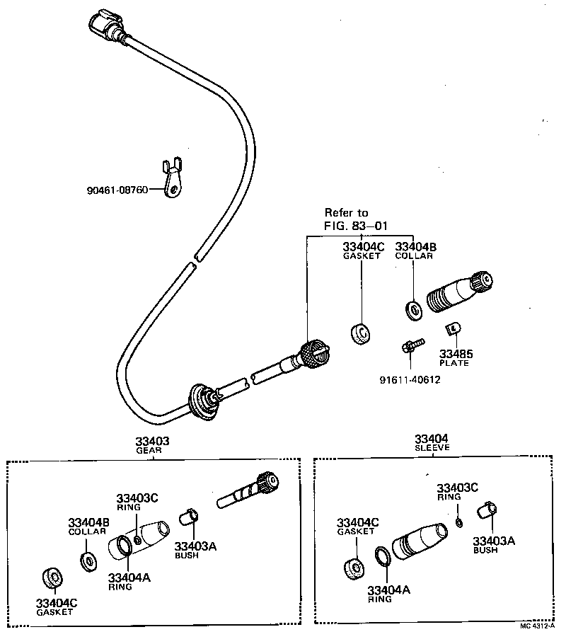 33403-19145 GEAR SUB-ASSY, SPEEDOMETER DRIVEN (MTM) product image