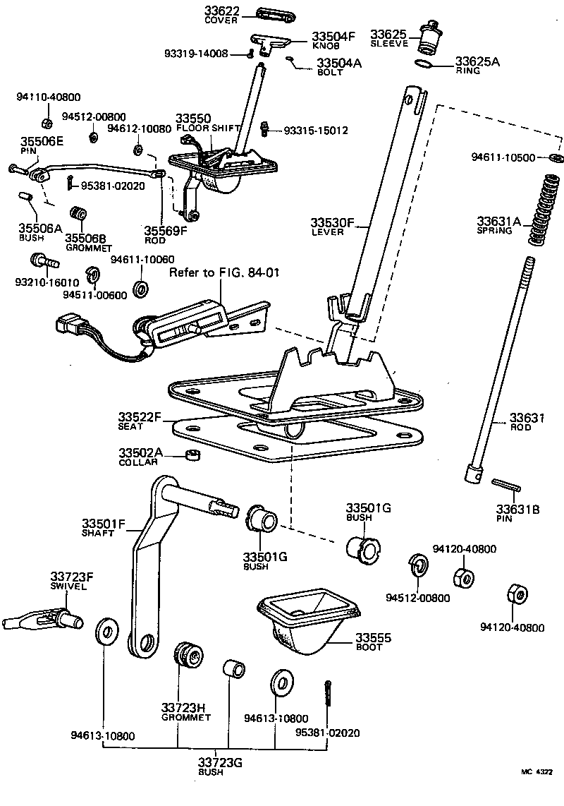 33503-14041 LEVER ASSY, SHIFT (FOR FLOOR SHIFT) product image