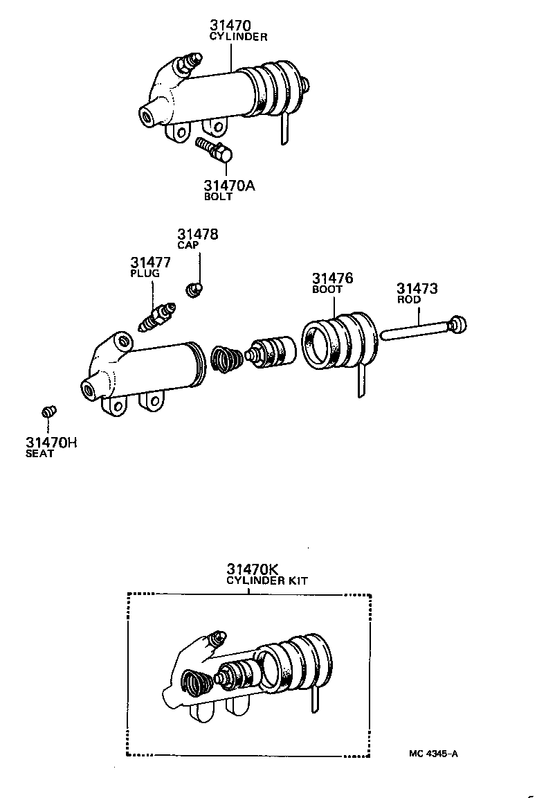 31470-30120 CYLINDER ASSY, CLUTCH RELEASE product image