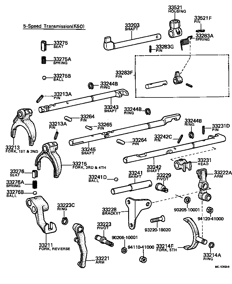 33203-10030 SHAFT SUB-ASSY, SHIFT LEVER, NO.1 product image