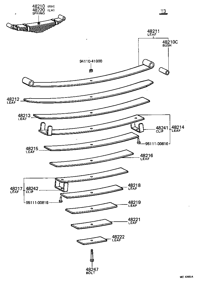 48416-25020 BRACKET SUB-ASSY, REAR SPRING, REAR RH product image
