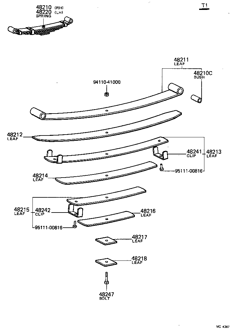 48416-25020 BRACKET SUB-ASSY, REAR SPRING, REAR RH product image