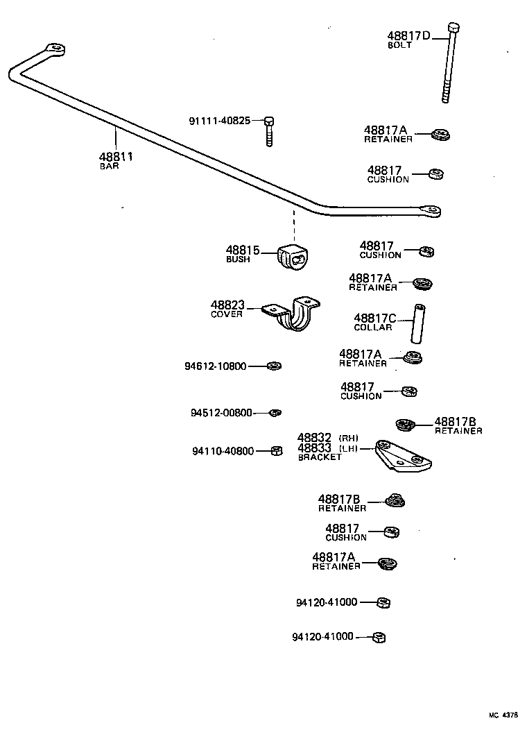 48147-36040 BOLT, FRONT SPRING, CENTER product image