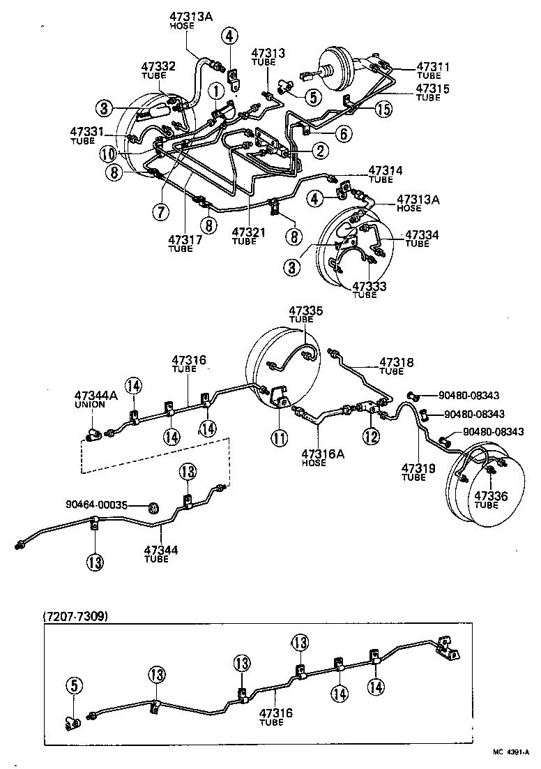 47311-25091 TUBE, FRONT BRAKE, NO.1 product image