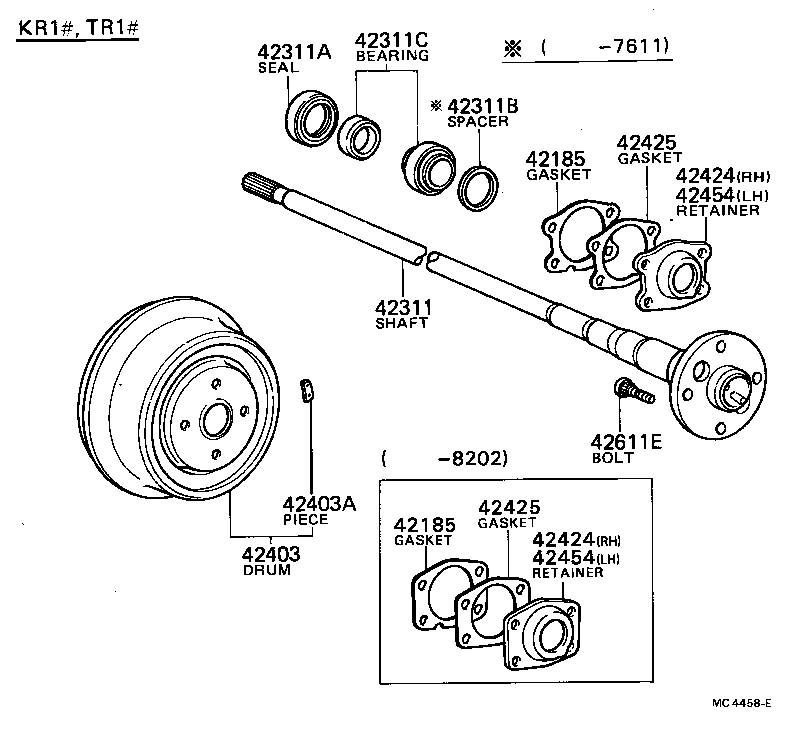 42421-26010 RETAINER, REAR AXLE BEARING, OUTER, RH product image