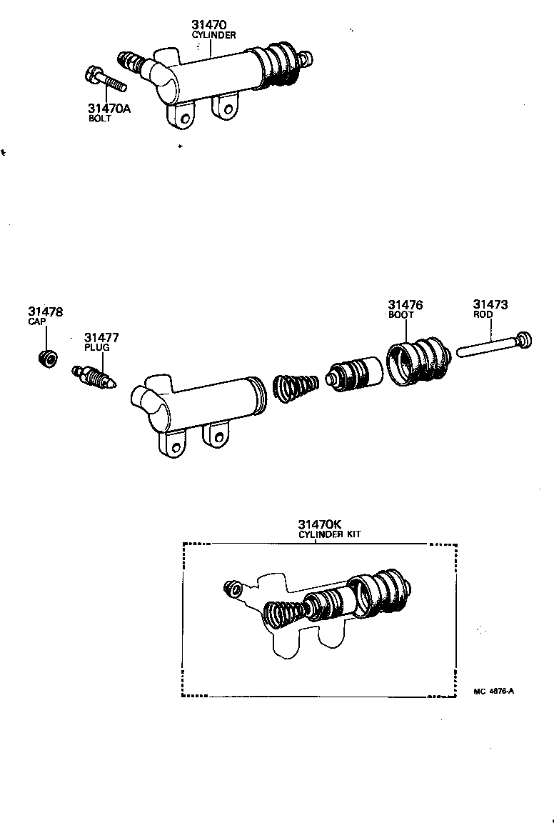 Toyota 31470-30220 CYLINDER ASSY, CLUTCH RELEASE