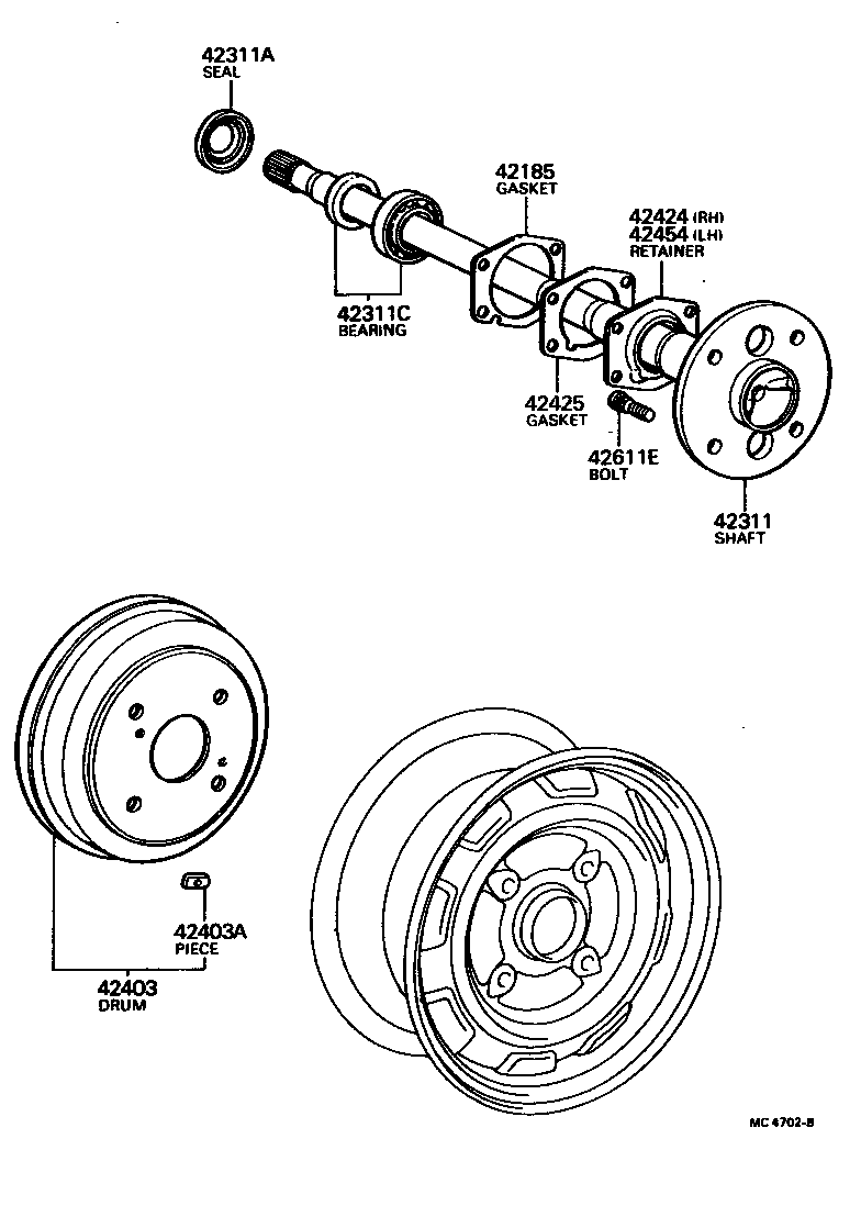 Toyota 42311-22080 SHAFT, REAR AXLE