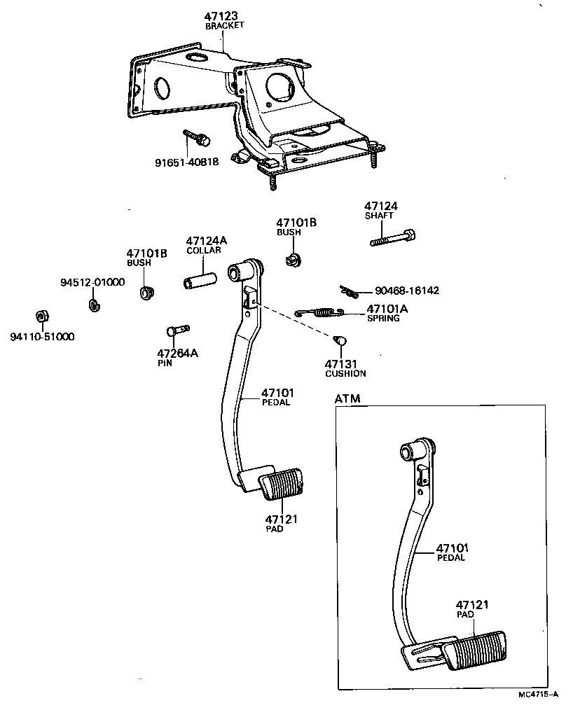 47101-22130 PEDAL SUB-ASSY, BRAKE product image