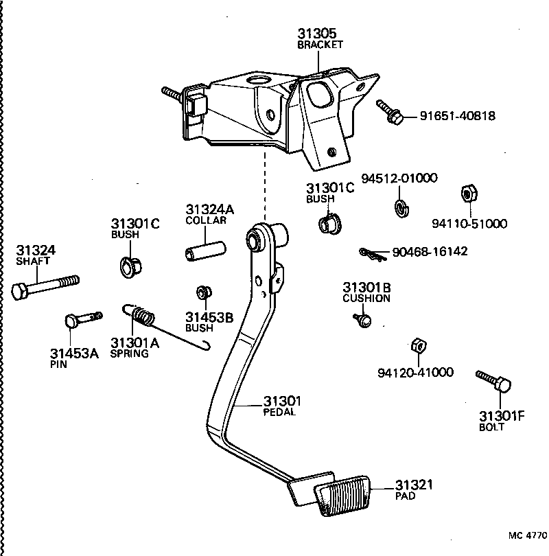 31301-22060 PEDAL SUB-ASSY, CLUTCH product image