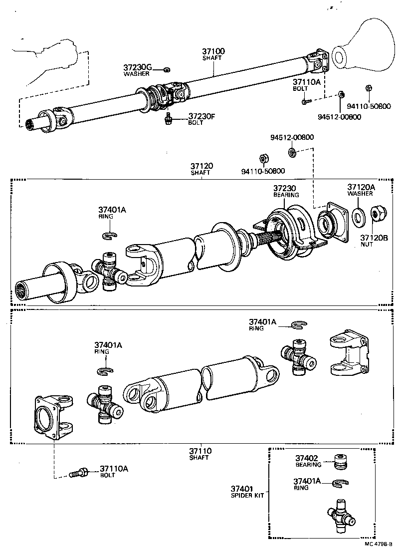 37100-22150 SHAFT ASSY, PROPELLER W/CENTER BEARING product image
