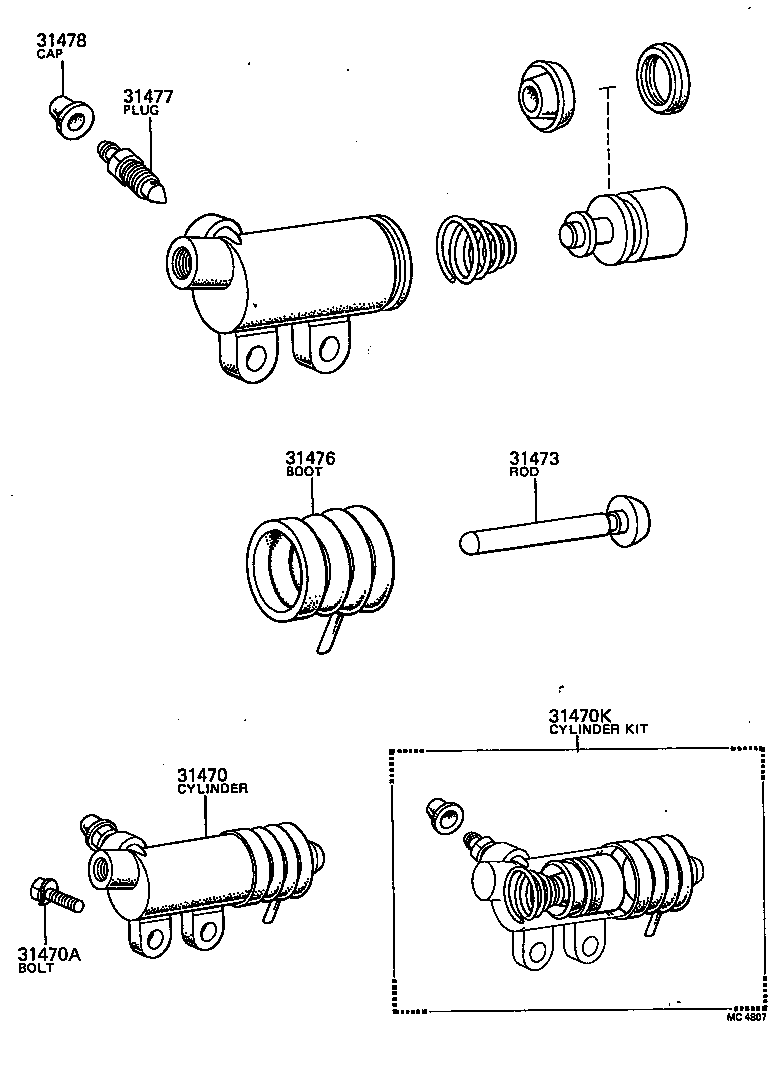 31470-20091 CYLINDER ASSY, CLUTCH RELEASE product image