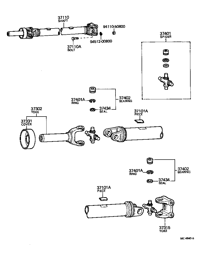37402-35021 BEARING SUB-ASSY, UNIVERSAL JOINT SPIDER product image