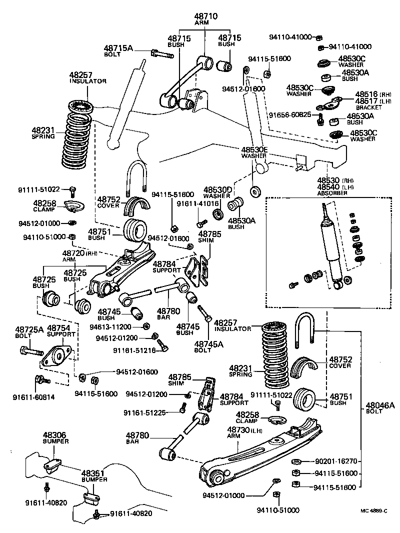 48516-40010 BRACKET, REAR SHOCK ABSORBER, UPPER RH product image