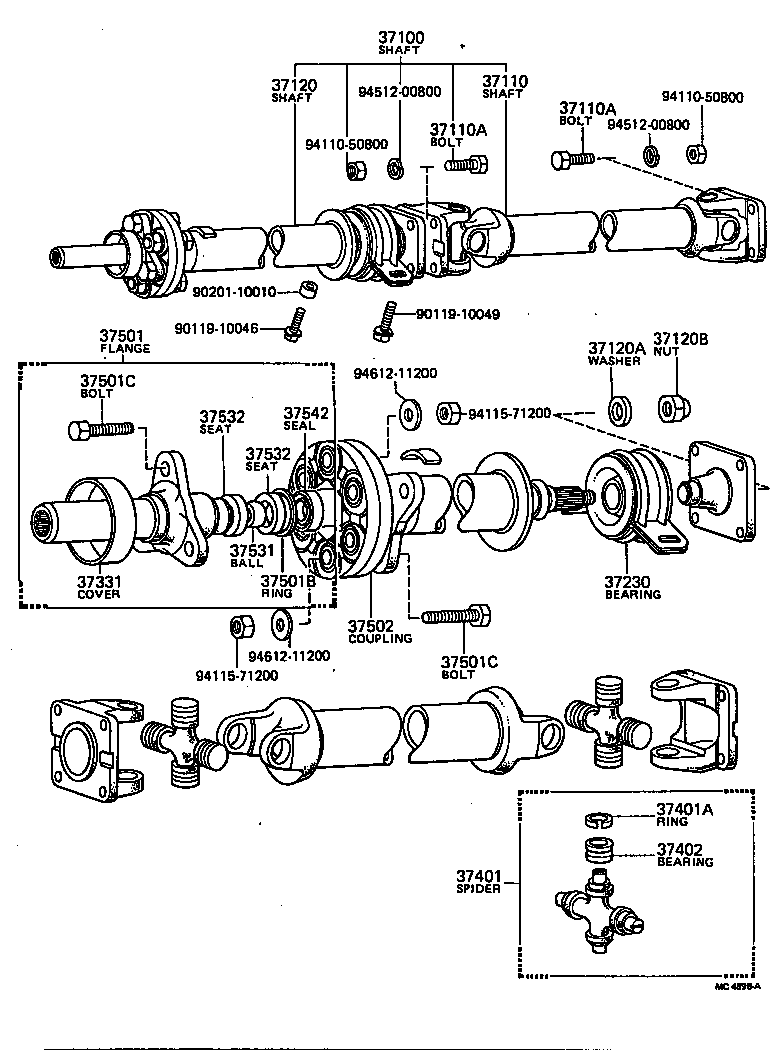 37100-20060 SHAFT ASSY, PROPELLER W/CENTER BEARING product image