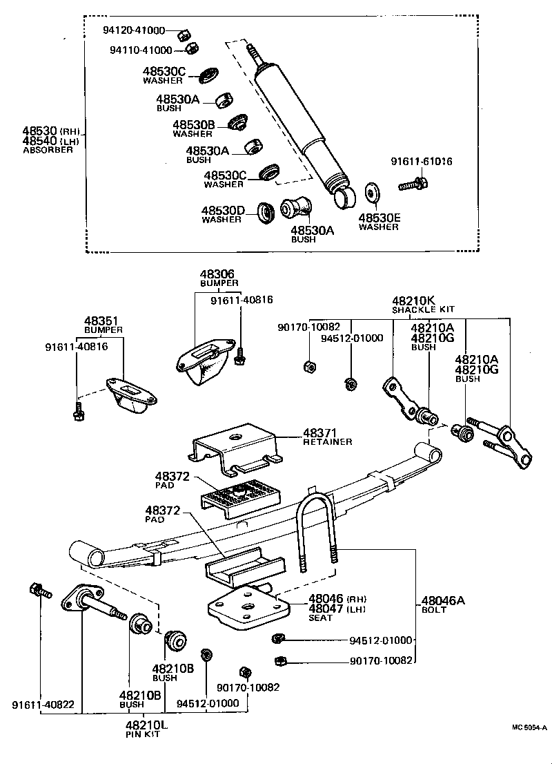 48247-12290 BOLT, REAR SPRING, CENTER product image
