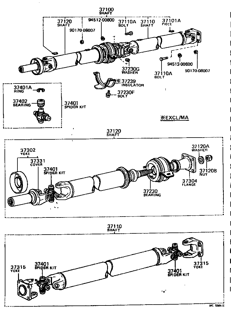 Toyota 90119-10064 BOLT, NO.1 (FOR CENTER SUPPORT BEARING)