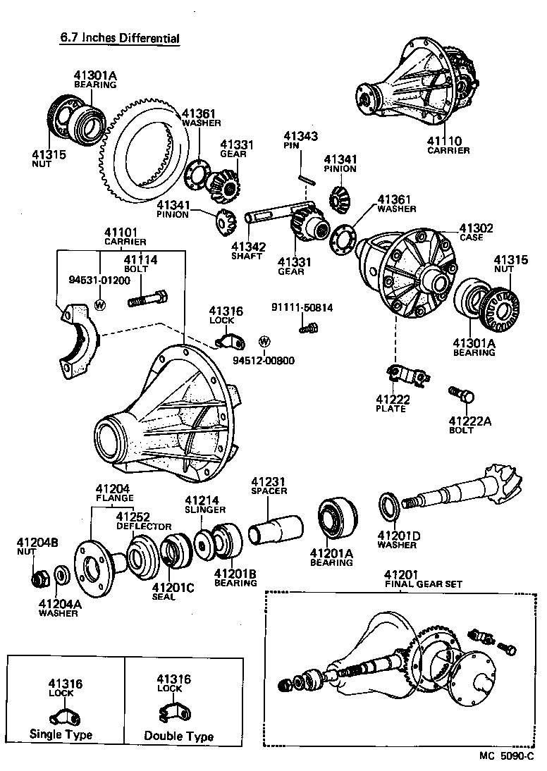 Toyota 41331-14030 GEAR, REAR DIFFERENTIAL SIDE