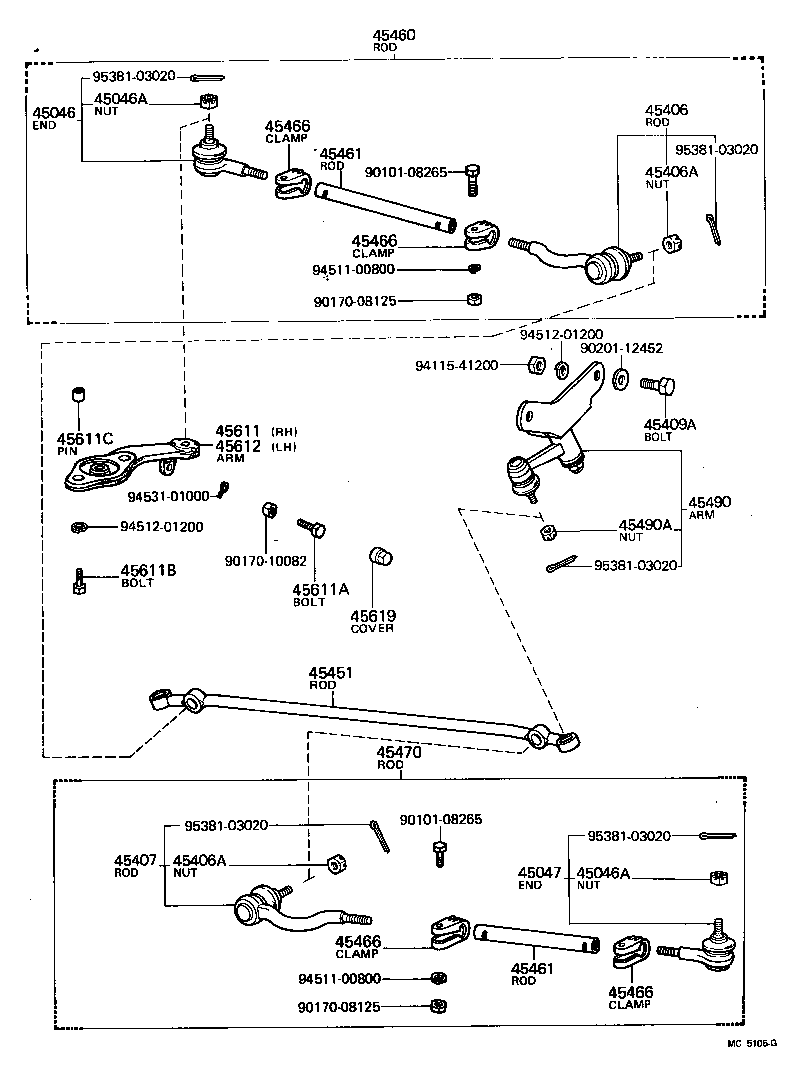 45490-19155 ARM ASSY, STEERING IDLER product image