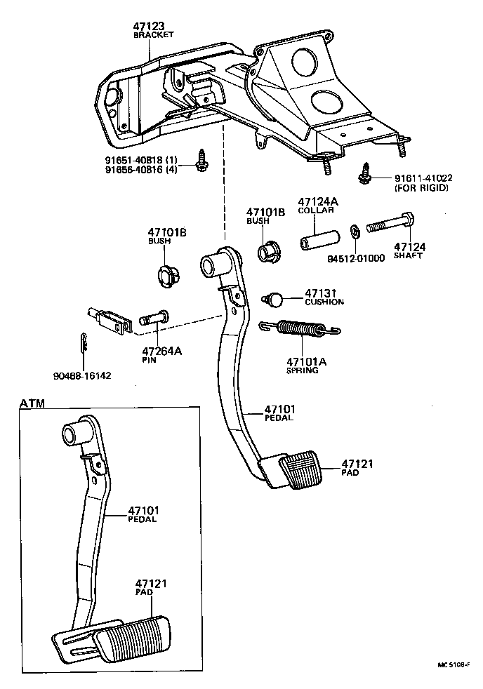 47101-14070 PEDAL SUB-ASSY, BRAKE product image