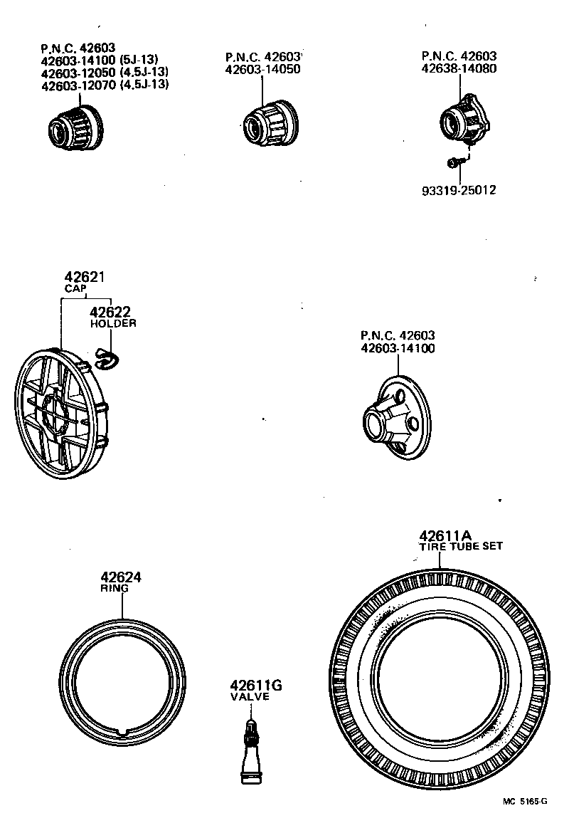 42652-22250 TIRE TUBE SET OR TUBELESS TIRE product image