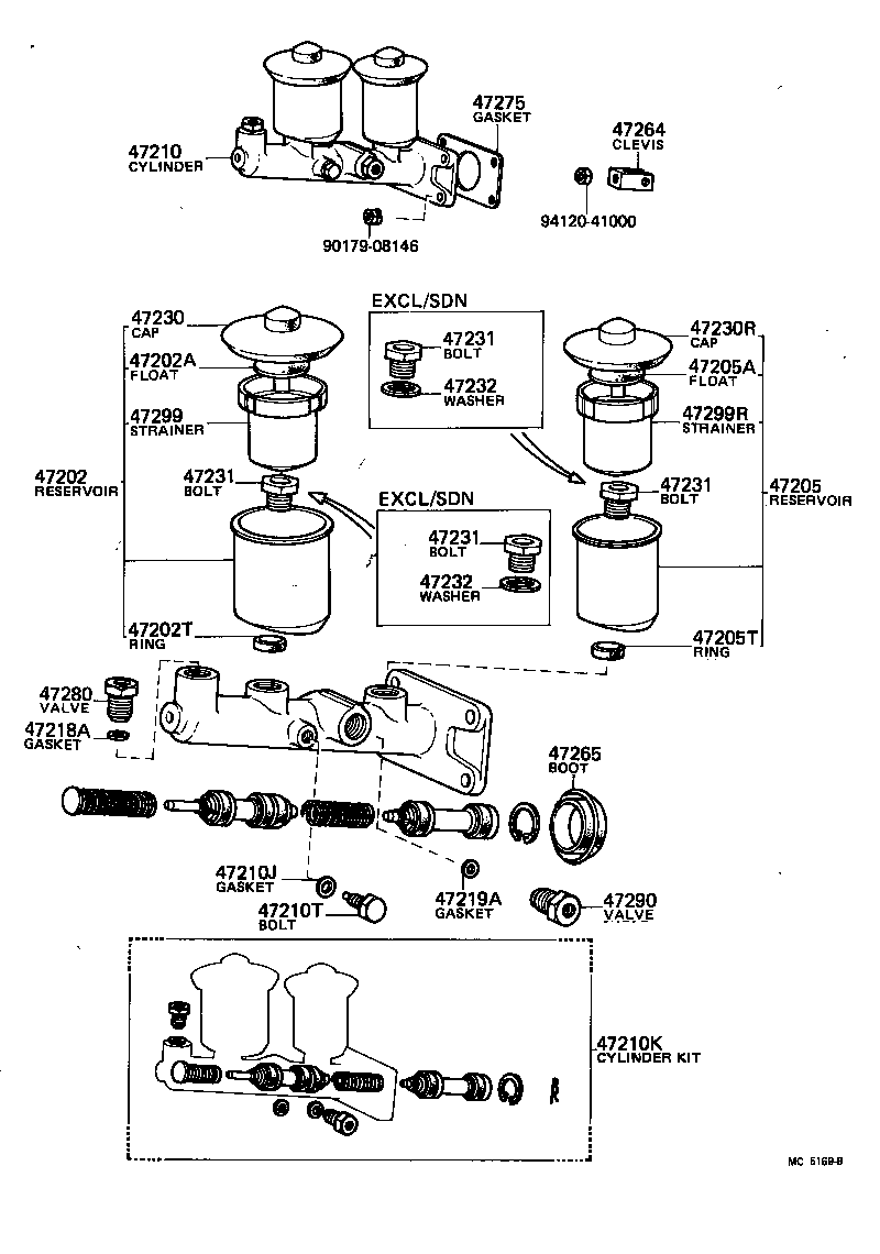 47202-14160 RESERVOIR SET, BRAKE MASTER CYLINDER(FOR REAR SIDE) product image