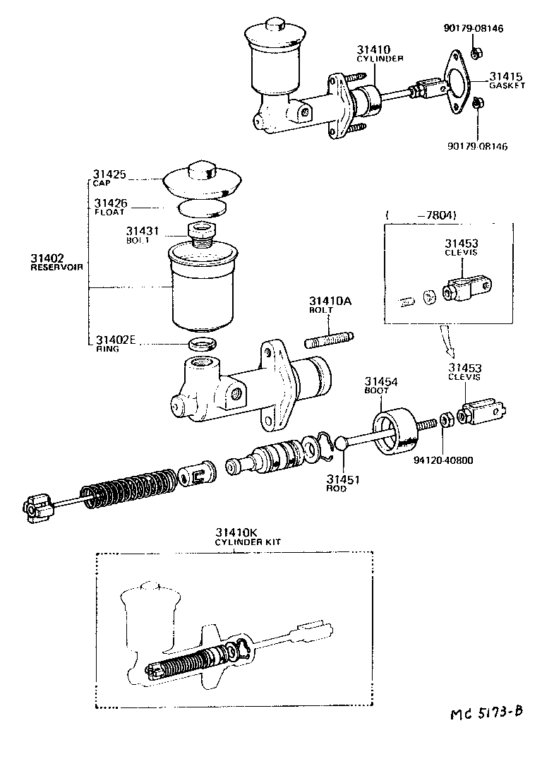 Toyota 31415-14010 GASKET, CLUTCH MASTER CYLINDER
