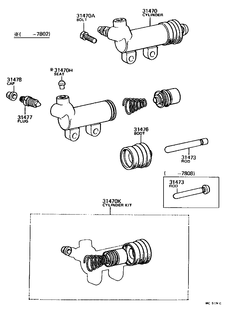 Toyota 31473-30050 ROD, CLUTCH RELEASE CYLINDER PUSH, NO.1