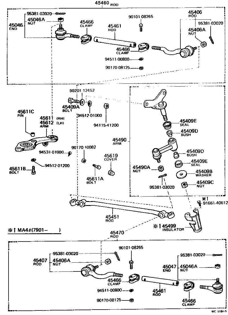 Toyota 45406-19016 ROD SUB-ASSY, TIE, RH