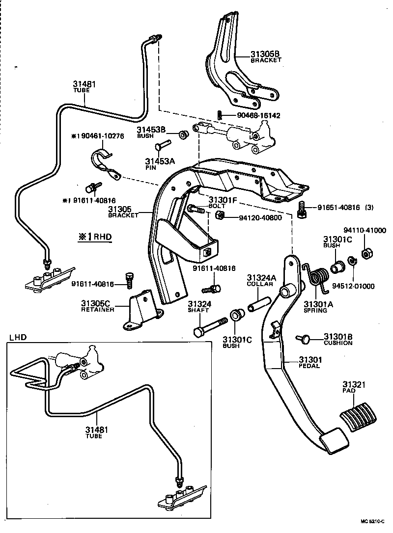 31301-36070 PEDAL SUB-ASSY, CLUTCH product image
