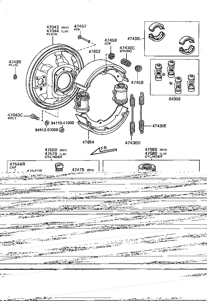 47043-25030 PLATE SUB-ASSY, BRAKE BACKING, REAR RH product image