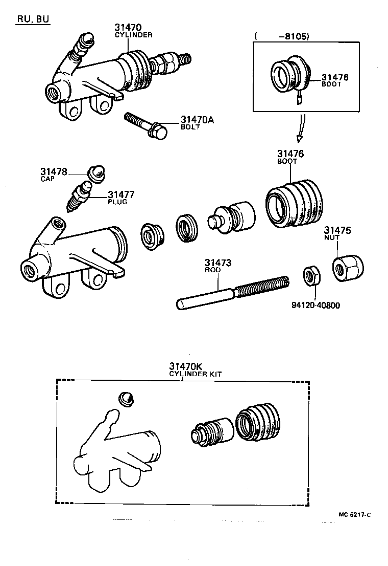 31475-57010 NUT, CLUTCH RELEASE CYLINDER PUSH ROD product image
