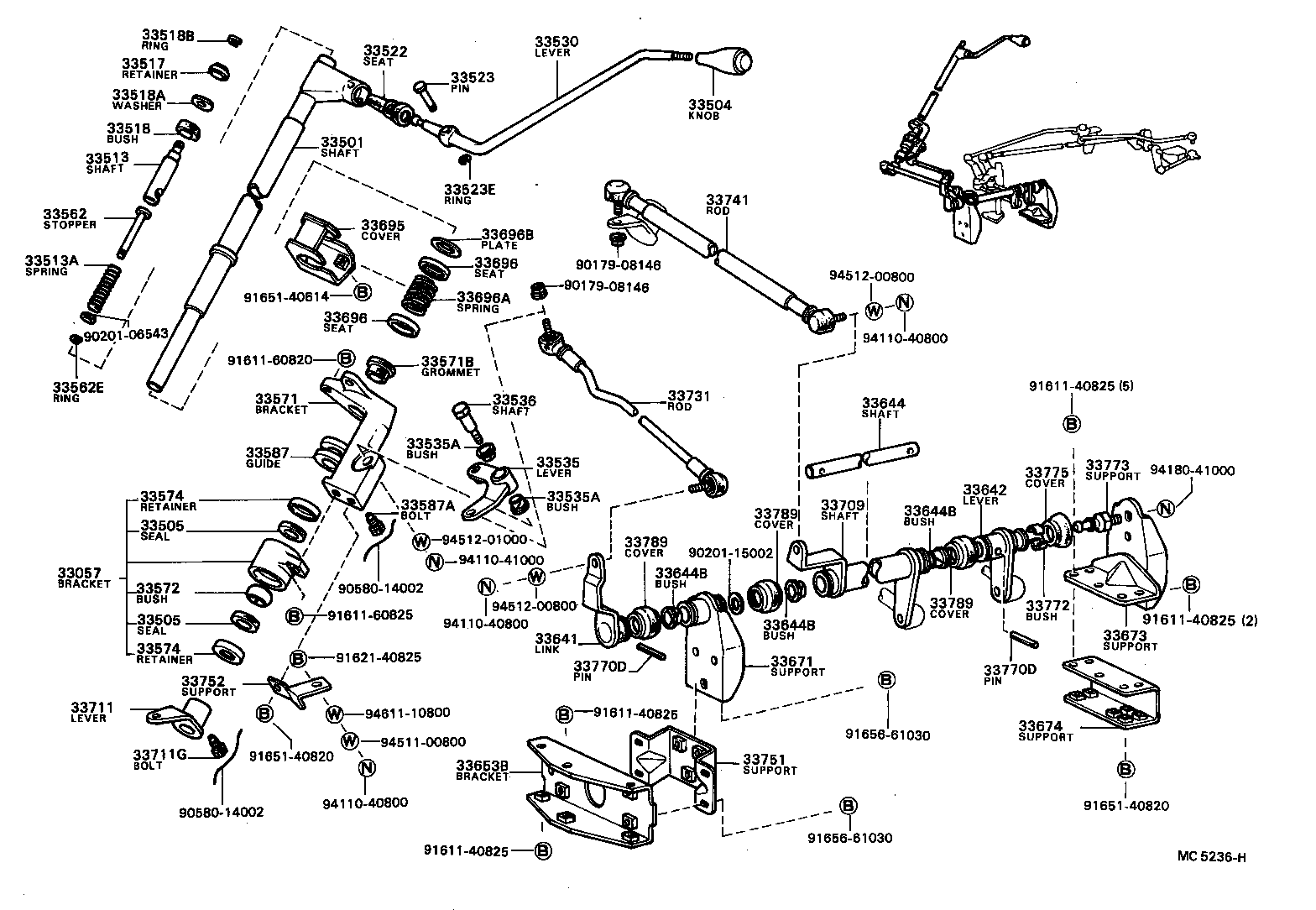 33078-36010 SHAFT SUB-ASSY, CROSS, NO.2(FOR COLUMN SHIFT) product image