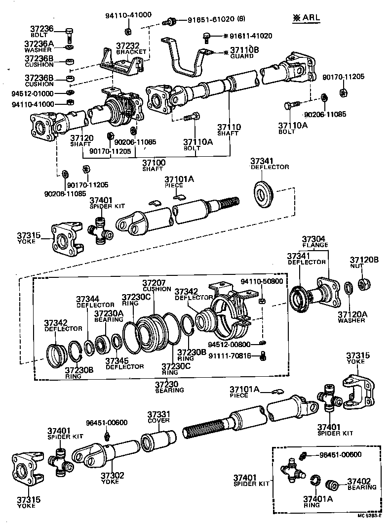 37100-36170 SHAFT ASSY, PROPELLER W/CENTER BEARING product image