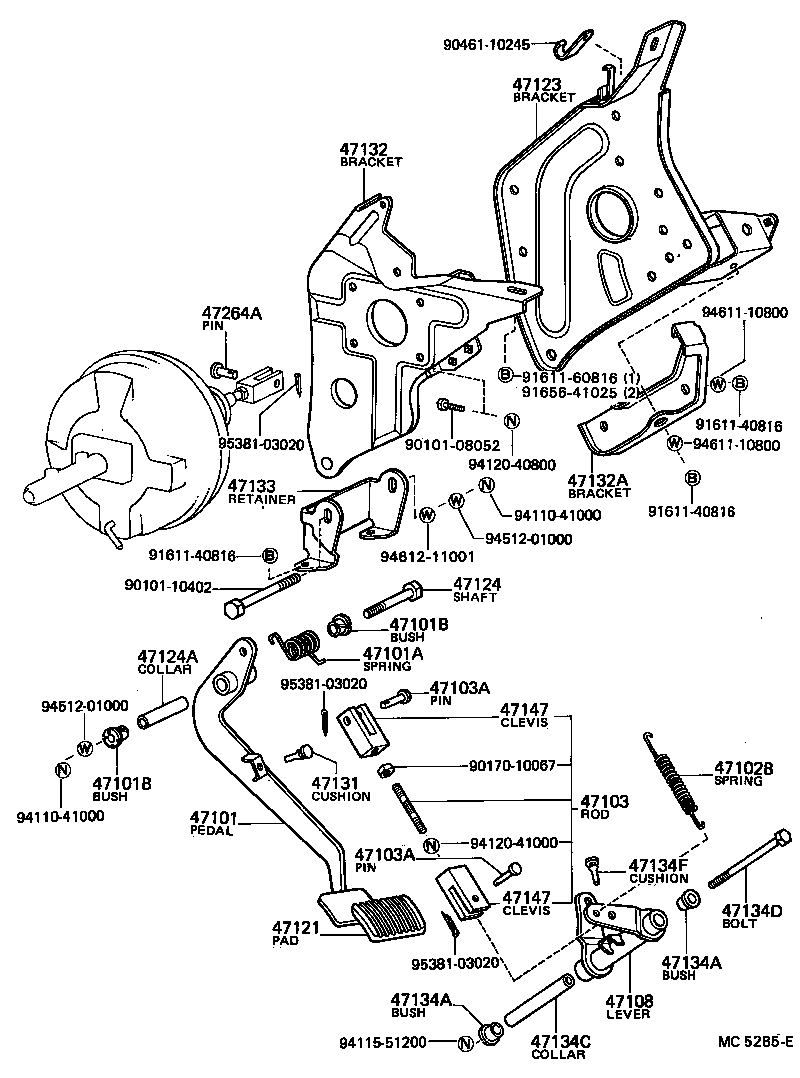 47101-36050 PEDAL SUB-ASSY, BRAKE product image