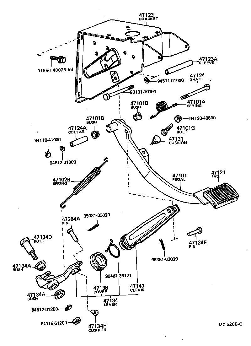55101-90740 BRACKET, BRAKE PEDAL product image