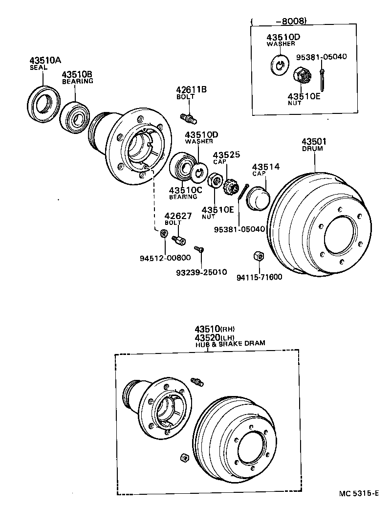 42627-36011 BOLT, FRONT WHEEL CAP SET product image