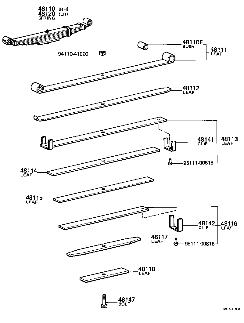48102-36490 LEAF, FRONT SPRING, NO.4 product image
