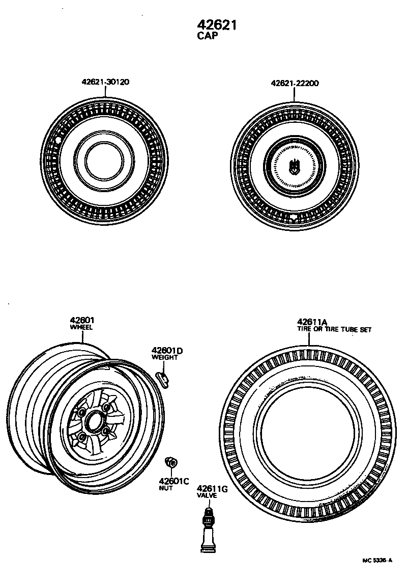 Toyota 42621-22200 CAP, WHEEL